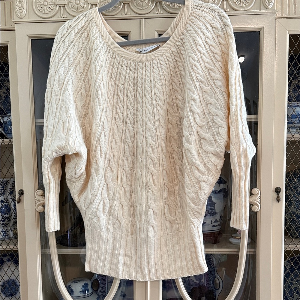 Trina Turk Women's Cable Knit Crewneck Sweater - Cream